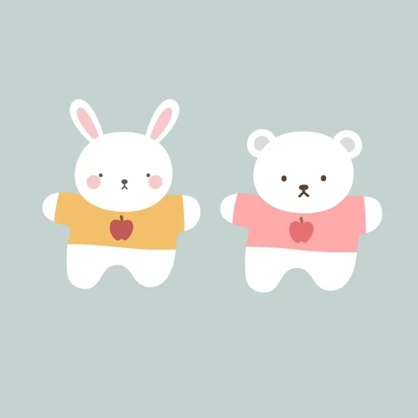可爱的熊和兔子图标 矢量插图 — 图库矢量图片