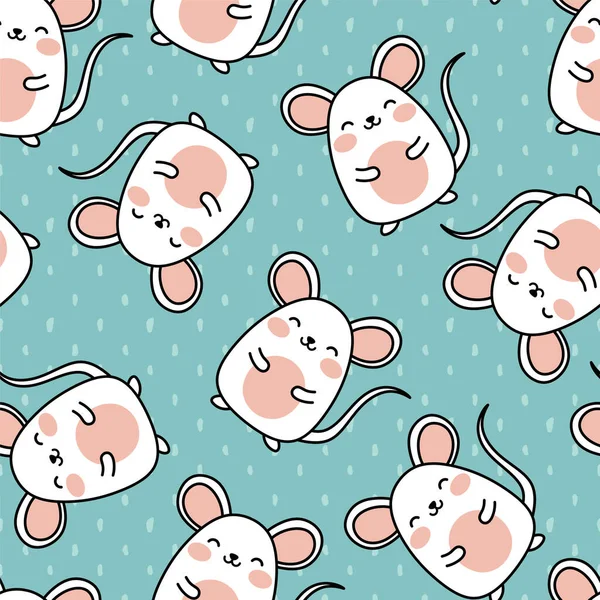 Ποντίκι Μοτίβο Χαριτωμένο Ποντίκια Κινούμενα Σχέδια Αδιάλειπτη Φόντο Μοτίβο Διανυσματική — Διανυσματικό Αρχείο