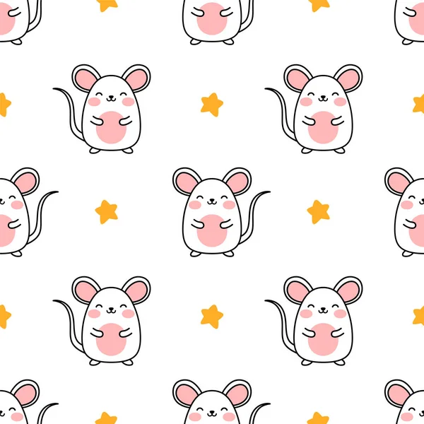 Ποντίκι Μοτίβο Χαριτωμένο Ποντίκια Κινούμενα Σχέδια Αδιάλειπτη Φόντο Μοτίβο Διανυσματική — Διανυσματικό Αρχείο
