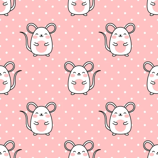Mouse Pattern Cute Cartoon Mice Seamless Pattern Background Vector Illustration — Stock Vector