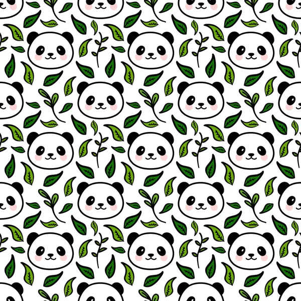 Modèle Mignon Sans Couture Panda Illustration Vectorielle — Image vectorielle