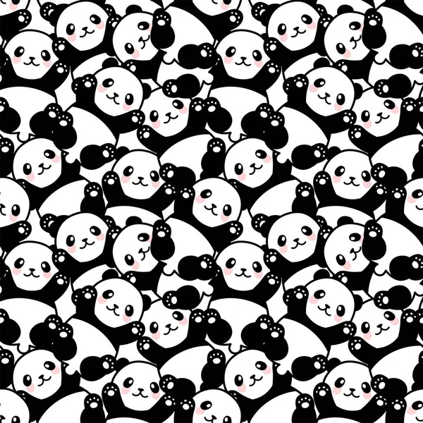 可爱的熊猫无缝图案 矢量图解 — 图库矢量图片