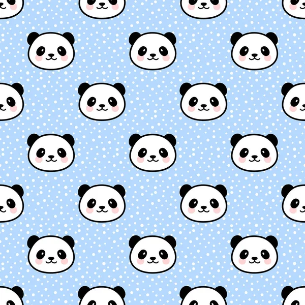 Şirin Panda Kusursuz Desen Vektör Illüstrasyonu — Stok Vektör