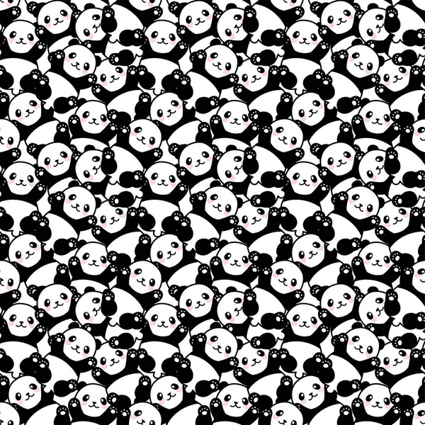 Grazioso Panda Modello Senza Soluzione Continuità Illustrazione Vettoriale — Vettoriale Stock