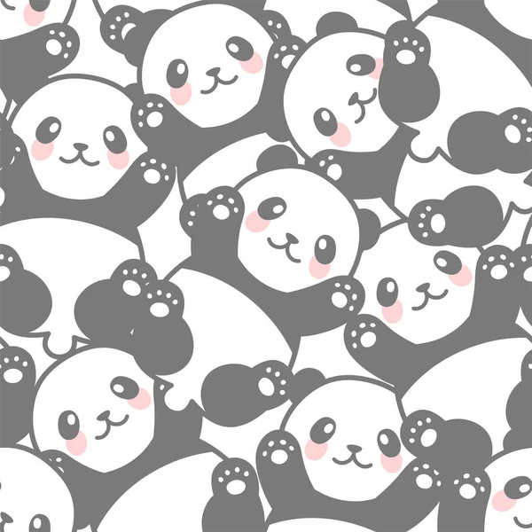 かわいいパンダのシームレスなパターン ベクトルイラスト — ストックベクタ
