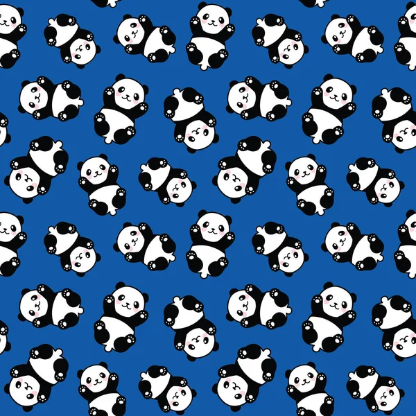 可爱的熊猫无缝图案 矢量图解 — 图库矢量图片