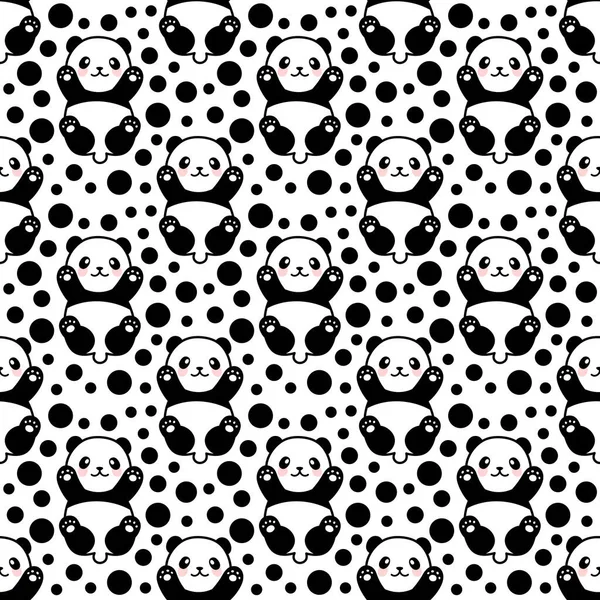 Padrão Sem Costura Bonito Panda Ilustração Vetorial — Vetor de Stock