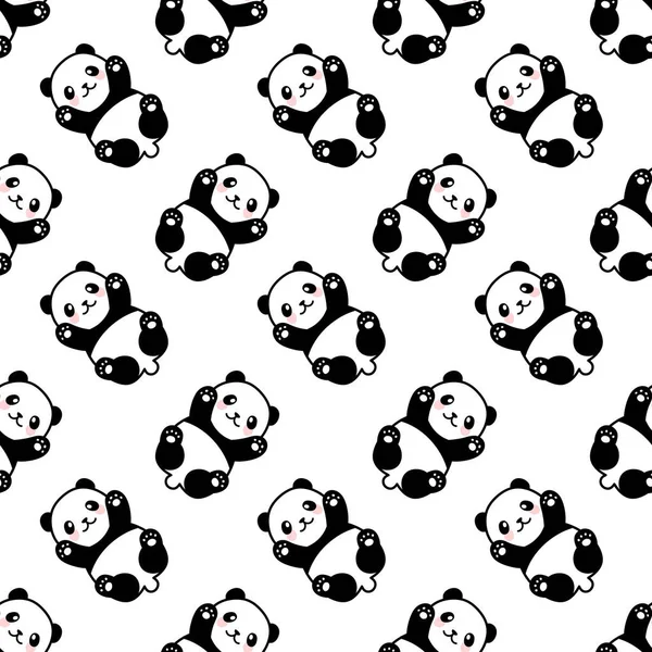 Lindo Patrón Sin Costura Panda Ilustración Vectorial — Vector de stock
