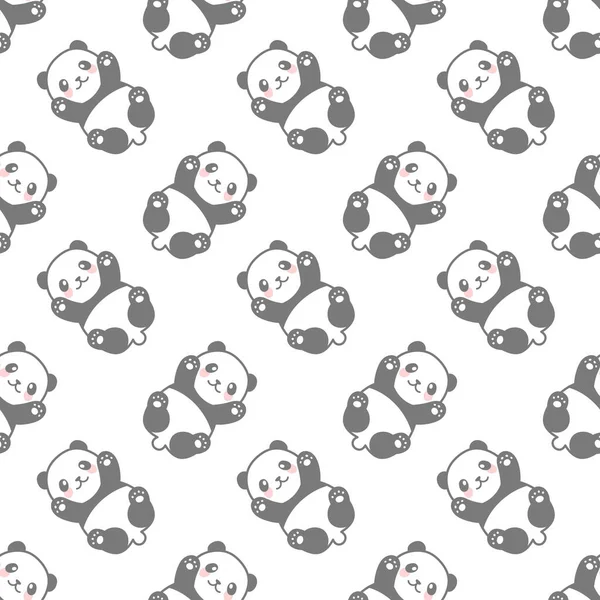 Cute Panda Seamless Pattern Vector Illustration — Stock Vector
