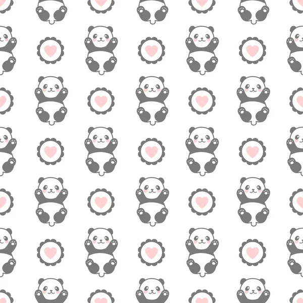 Söt Panda Sömlös Mönster Vektor Illustration — Stock vektor