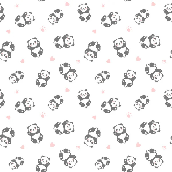 Cute Panda Seamless Pattern Vector Illustration — Stock Vector