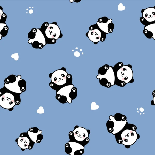 Lindo Patrón Sin Costura Panda Ilustración Vectorial — Archivo Imágenes Vectoriales