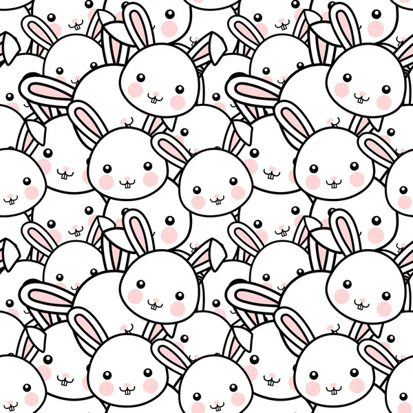 Lindo Conejo Conejo Sin Costura Patrón Fondo Ilustración Simple Vector — Vector de stock