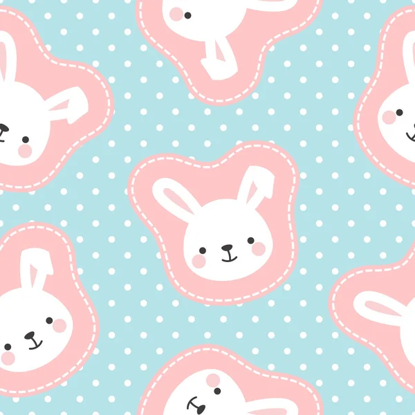 Lindo Conejo Conejo Con Puntos Sin Costuras Patrón Fondo Ilustración — Vector de stock