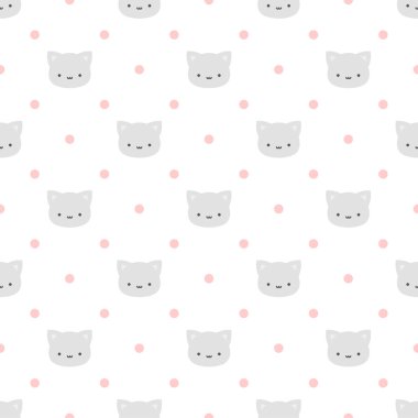 Noktasız Benekli Şirin Kediler, Mavi Çizgi Film Hayvanı Arkaplanı, Vektör İllüzyonu