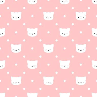 Noktasız Benekli Şirin Kediler, Mavi Çizgi Film Hayvanı Arkaplanı, Vektör İllüzyonu