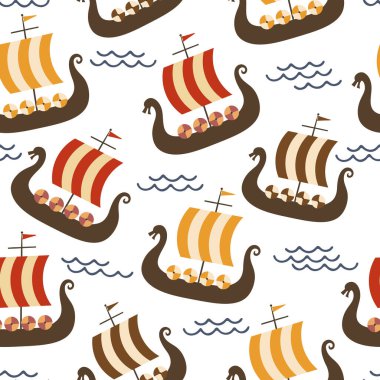 Vikinglerin Viking gemileri ve İskandinav vektör geçmişi kusursuz.