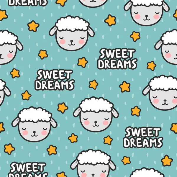 Cute Sheep Seamless Pattern Vector Illustration — Stock Vector