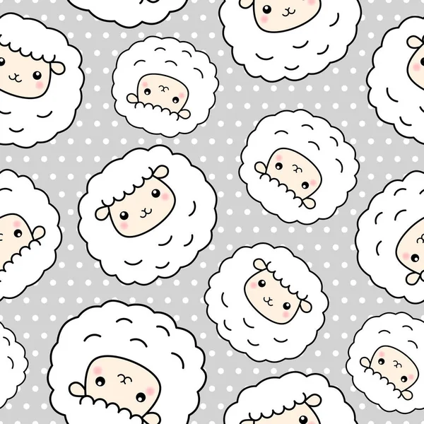 stock vector Cute Sheep Seamless Pattern, Vector illustration