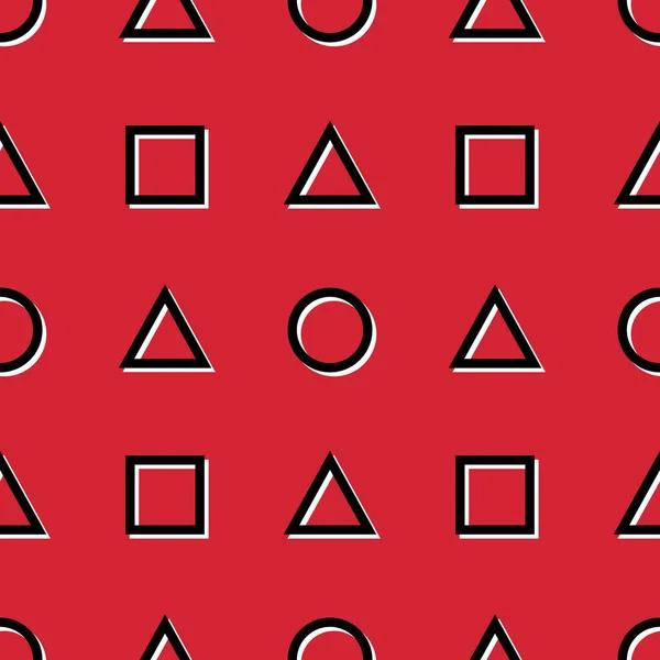 Dreieck Kreis Und Quadratische Nahtlose Muster Hintergrund — Stockvektor