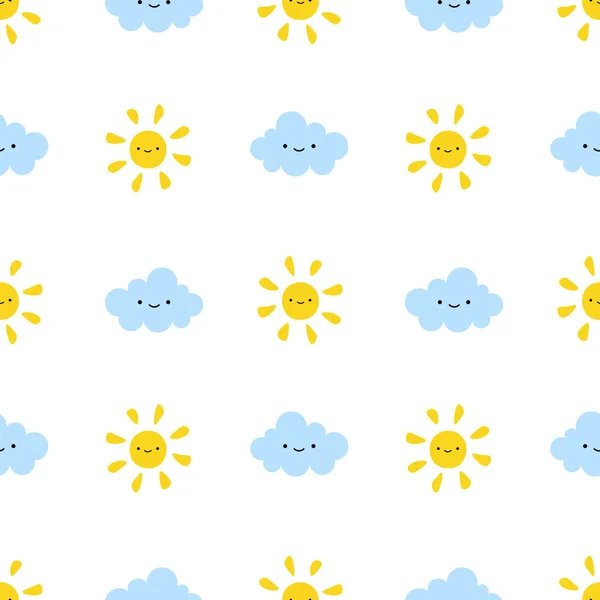 stock vector Cloud and Sun Cute Seamless Pattern Background, Vector illustration 