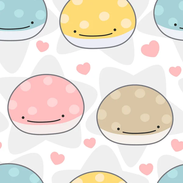 Whale Seamless Pattern Cute Cartoon Background — 스톡 벡터