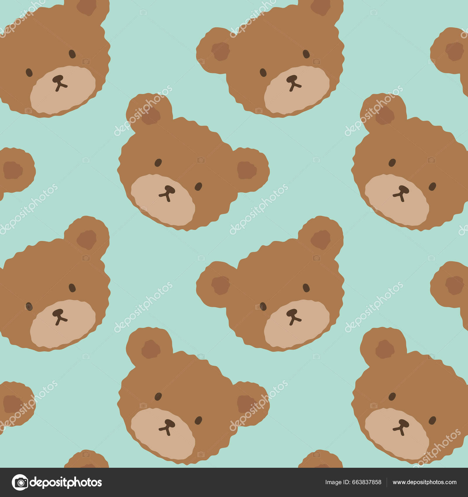 Bamse Sømløs Mønsterbakgrunn Lykkelig Søt Bjørn Tegnefilm Vector  Illustrasjon stockvektor © gabrielonat #663837858, image size:1600x1700