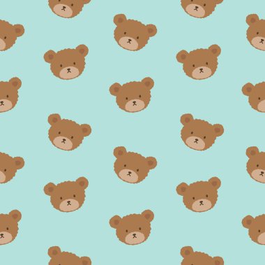 Oyuncak ayı desensiz arka plan, Mutlu şirin ayı, Çizgi Film Ayıları Vektör çizimi 