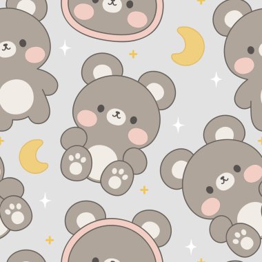 Oyuncak ayı desensiz arka plan, Mutlu şirin ayı, Çizgi Film Ayıları Vektör çizimi 