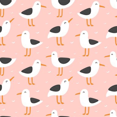 Tatlı martı çizim vektörü beyaz arkaplan