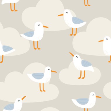 Tatlı martı çizim vektörü beyaz arkaplan