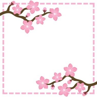 Sakura Kiraz Çiçeği Japon Tema Arkaplanı, vektör çizimi, davet için tasarım