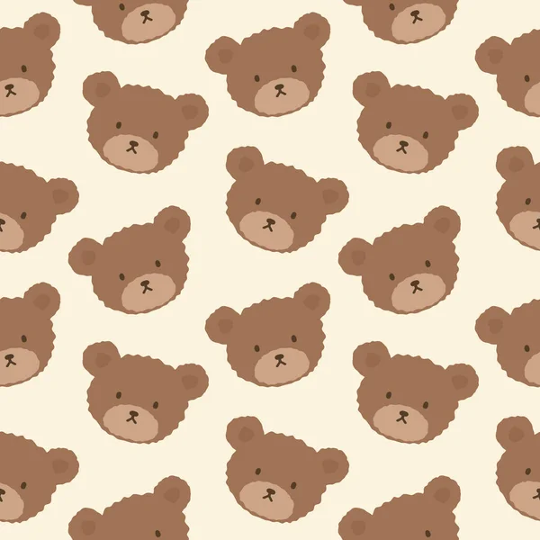 Teddy Bear Seamless Pattern Background Happy Cute Bear Cartoon Bears — Stock Vector