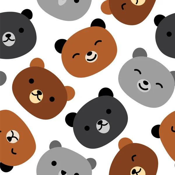 Teddy Bear Seamless Pattern Background Happy Cute Bear Cartoon Bears — 스톡 벡터