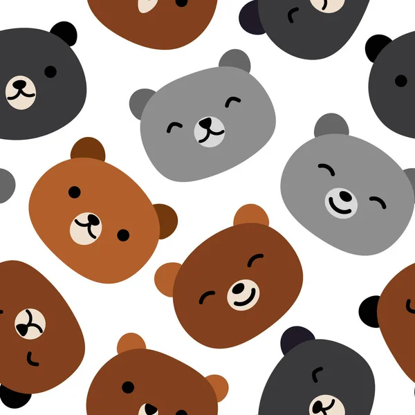 Teddy Bear Seamless Pattern Background Happy Cute Bear Cartoon Bears — 스톡 벡터