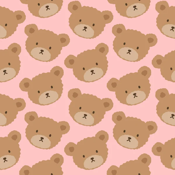 Teddy Bear Seamless Pattern Ιστορικό Ευτυχισμένο Χαριτωμένο Αρκουδάκι Cartoon Bears — Διανυσματικό Αρχείο