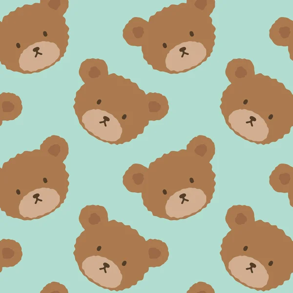 Teddybär Nahtloser Musterhintergrund Glücklicher Netter Bär Cartoon Bears Vector Illustration — Stockvektor