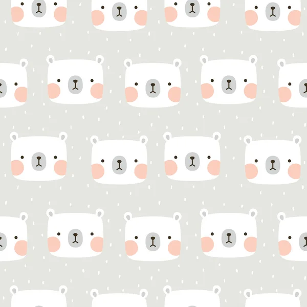 Teddy Bear Seamless Pattern Background Happy Cute Bear Dots Cartoon — Stock Vector