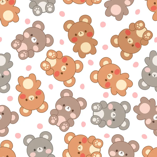 stock vector Teddy Bear Seamless Pattern Background, Happy cute bear with dots, Cartoon Bears Vector illustration 