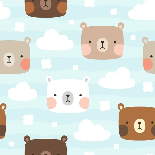 Teddy Bear Seamless Pattern Ιστορικό Χαρούμενο Χαριτωμένο Αρκουδάκι — Διανυσματικό Αρχείο