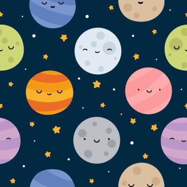 Gezegenler Kusursuz Düzen Arkaplanı, Mutlu Gezegenler, Çizgi Gezegen Vektör Çizimi 