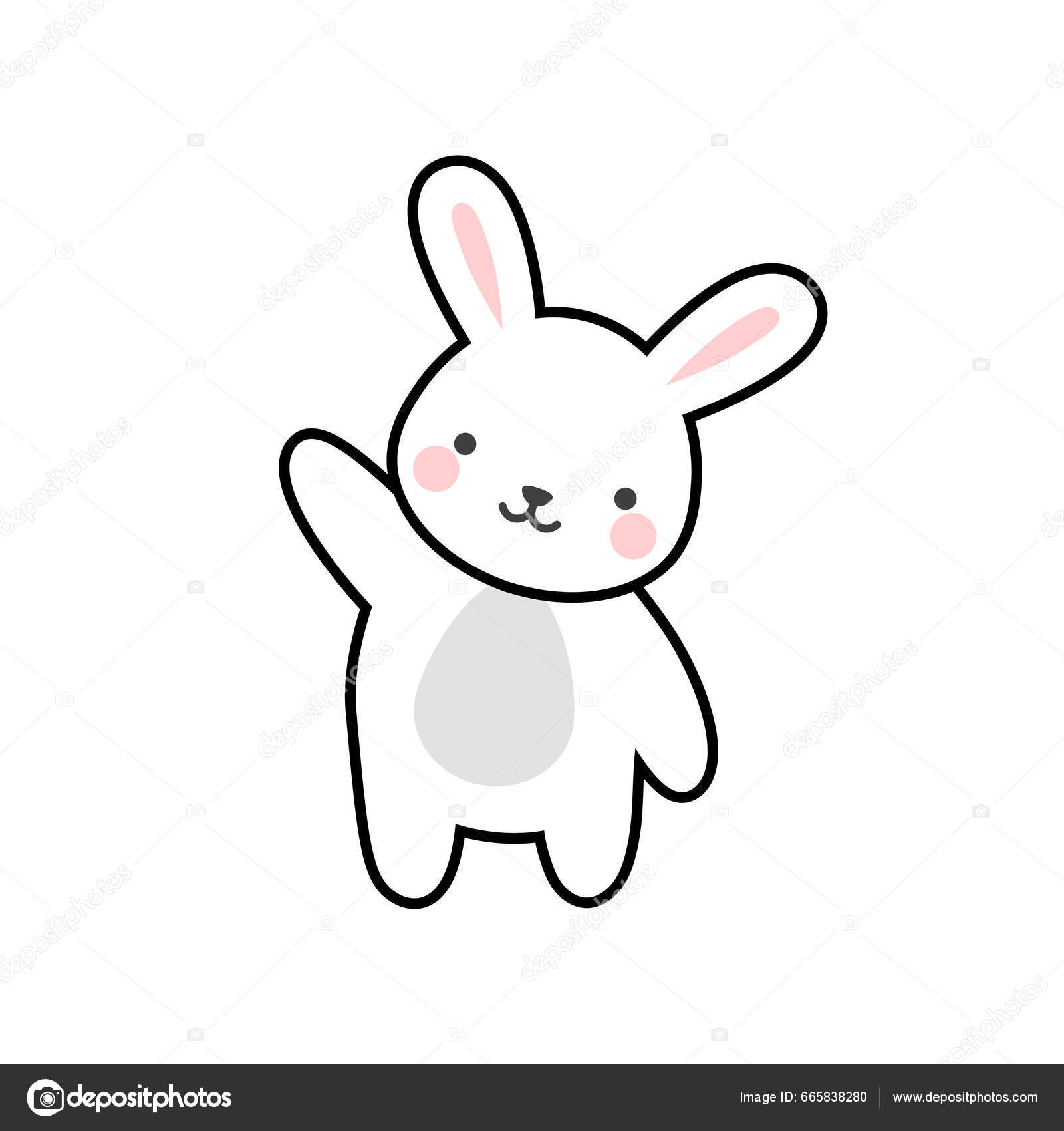 Simple Cartoon Bunny Isolated White Background Stock Vector by ©gabrielonat  665838280
