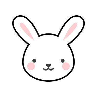 Beyaz arkaplanda izole edilmiş şirin tavşan simgesi