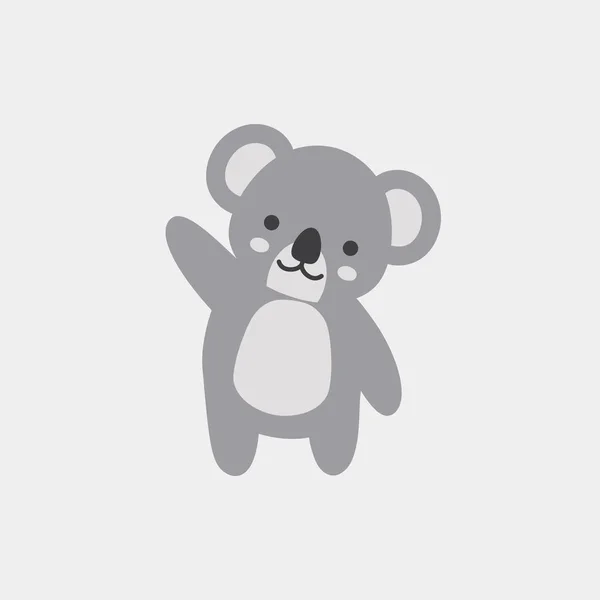Bonito Personaje Dibujos Animados Koala Sobre Fondo Gris — Vector de stock