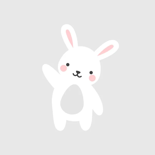 Pretty Cartoon Bunny Character Grey Background — Stock Vector