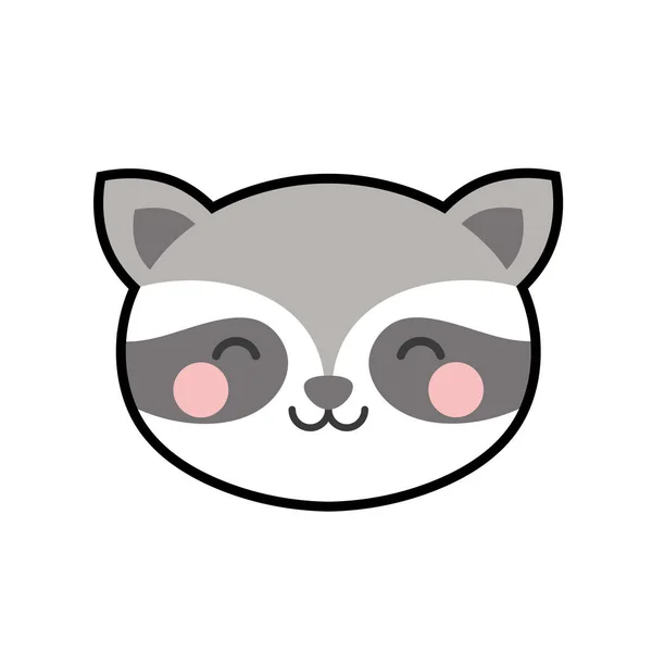 Cute Racoon Icon Isolated White Background — Stock Vector