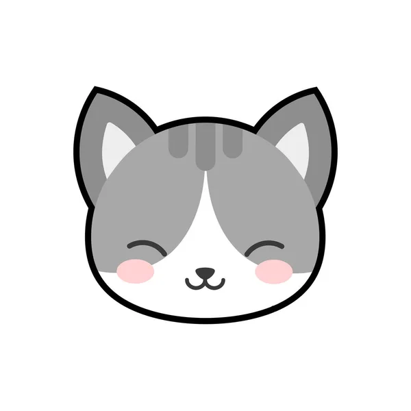 Cute Grey Tabby Cat Icon Isolated White Background — Stock Vector