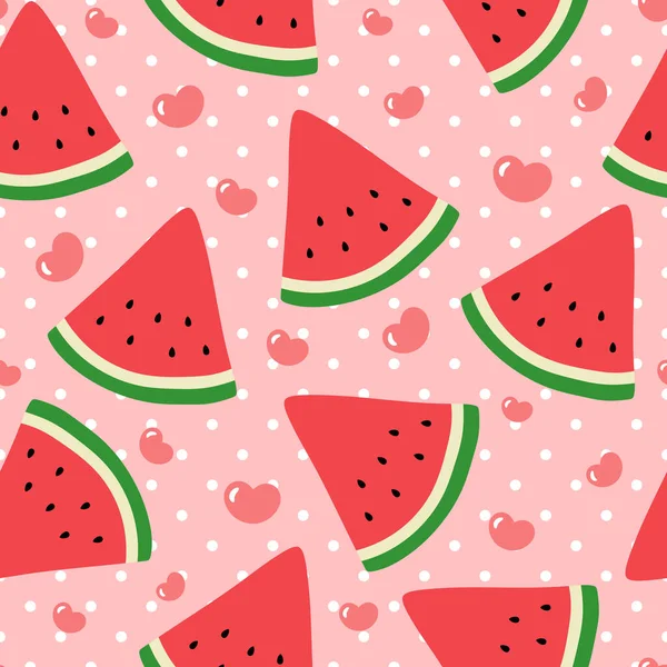 Watermelon Faces Pattern Cartoon Seamless Background Vector Illustration — Stock Vector