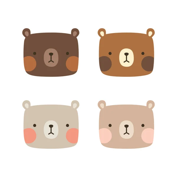 Cute Bears Cartoon Set Vector Illustration — Stock Vector