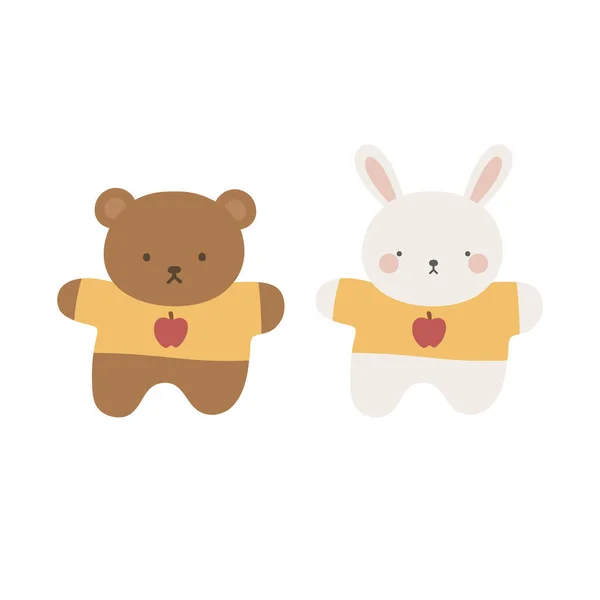 Simpatico Coniglio Orso Personaggi Illustrazione Vettoriale — Vettoriale Stock